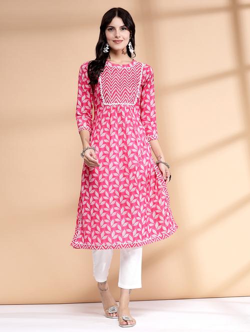 women printed round neck a-line kurta - 21672226 - Standard Image - 0
