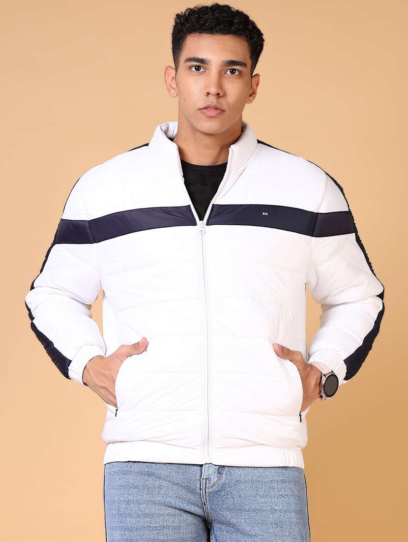 men's white colorlocked quilted jacket - 21672233 -  Standard Image - 1
