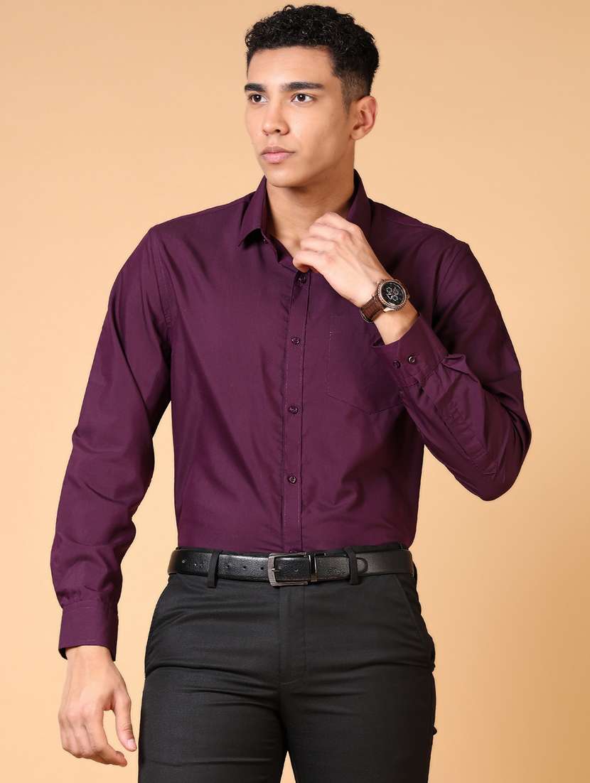 men solid long sleeve formal shirt