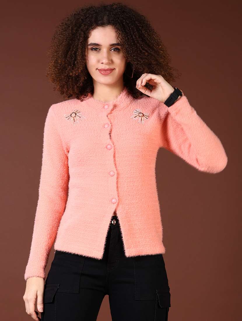 women self designed long sleeves cardigan