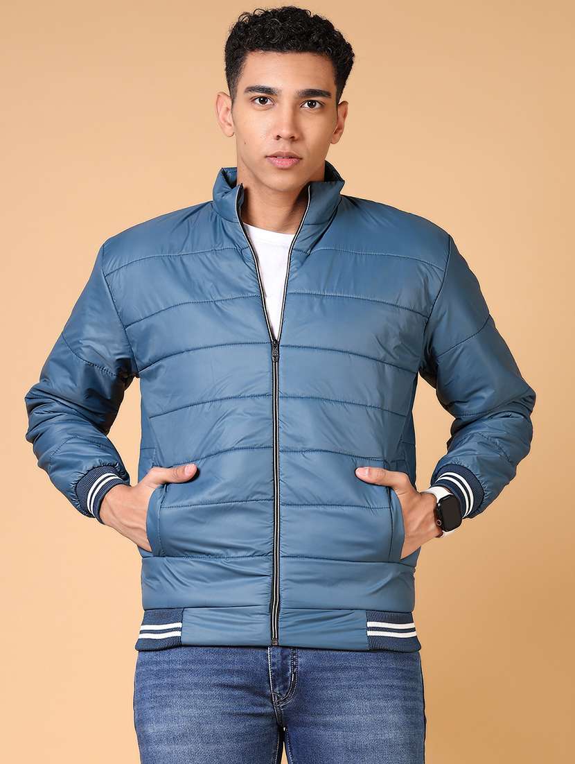 men's blue puffer jacket with stand collar - 21672259 -  Standard Image - 1