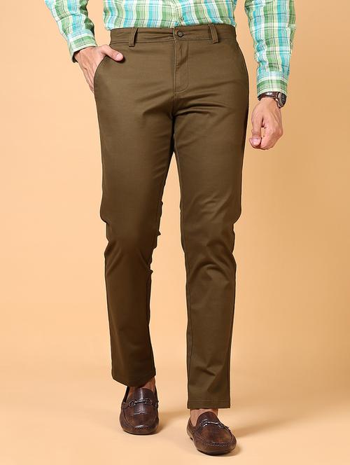 men solid mid rise chinos - 21672261 - Standard Image - 0