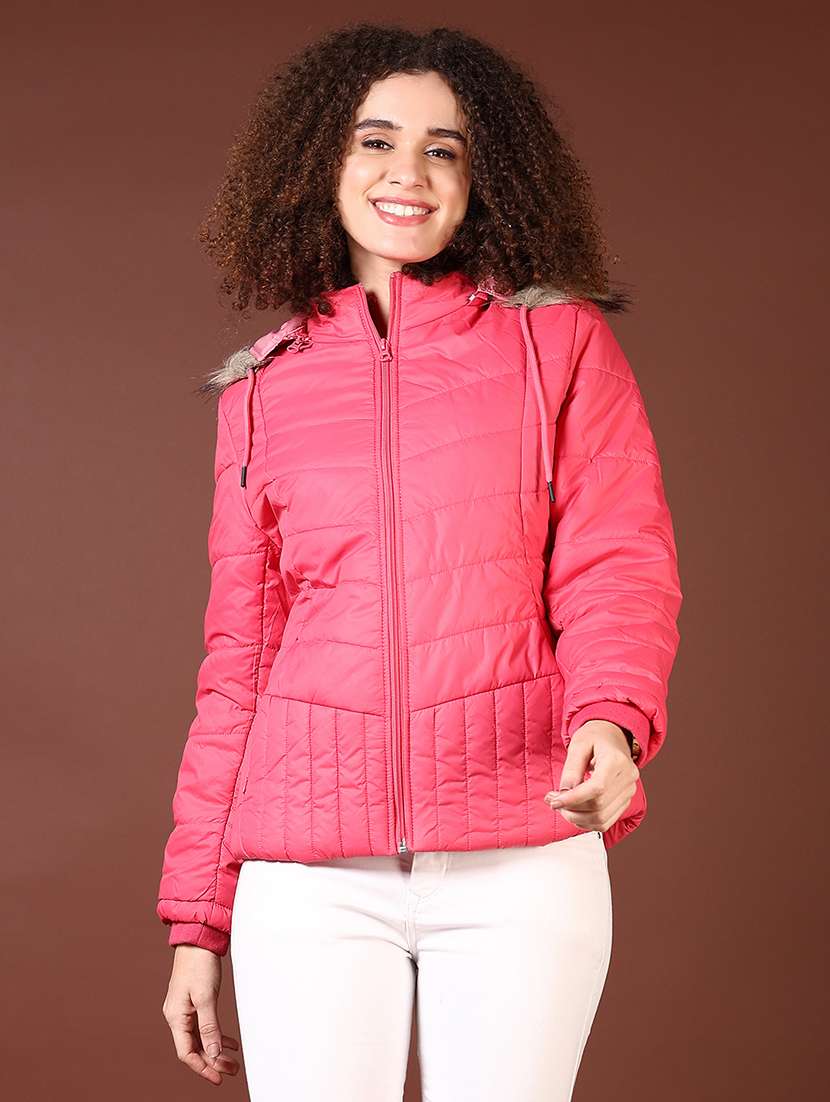 women long sleeves solid puffer jacket