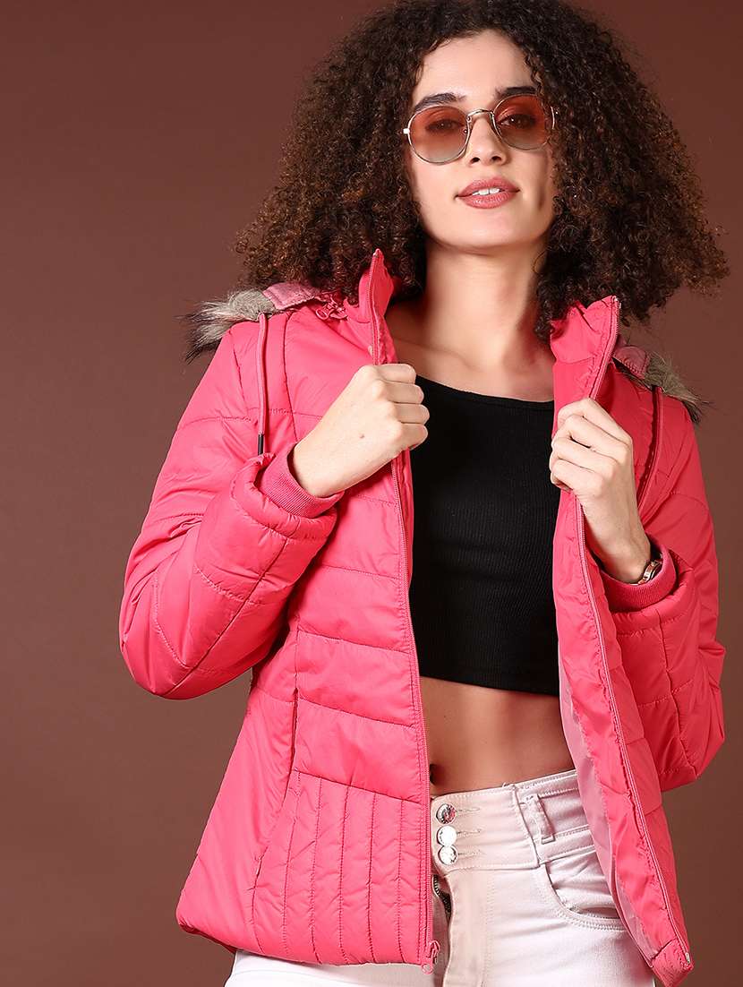 women long sleeves solid puffer jacket - 21672268 -  Standard Image - 1