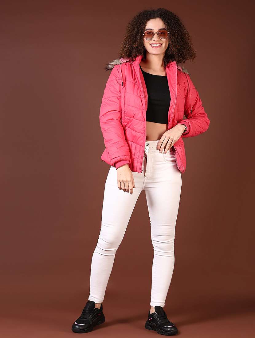 women long sleeves solid puffer jacket - 21672268 -  Standard Image - 4