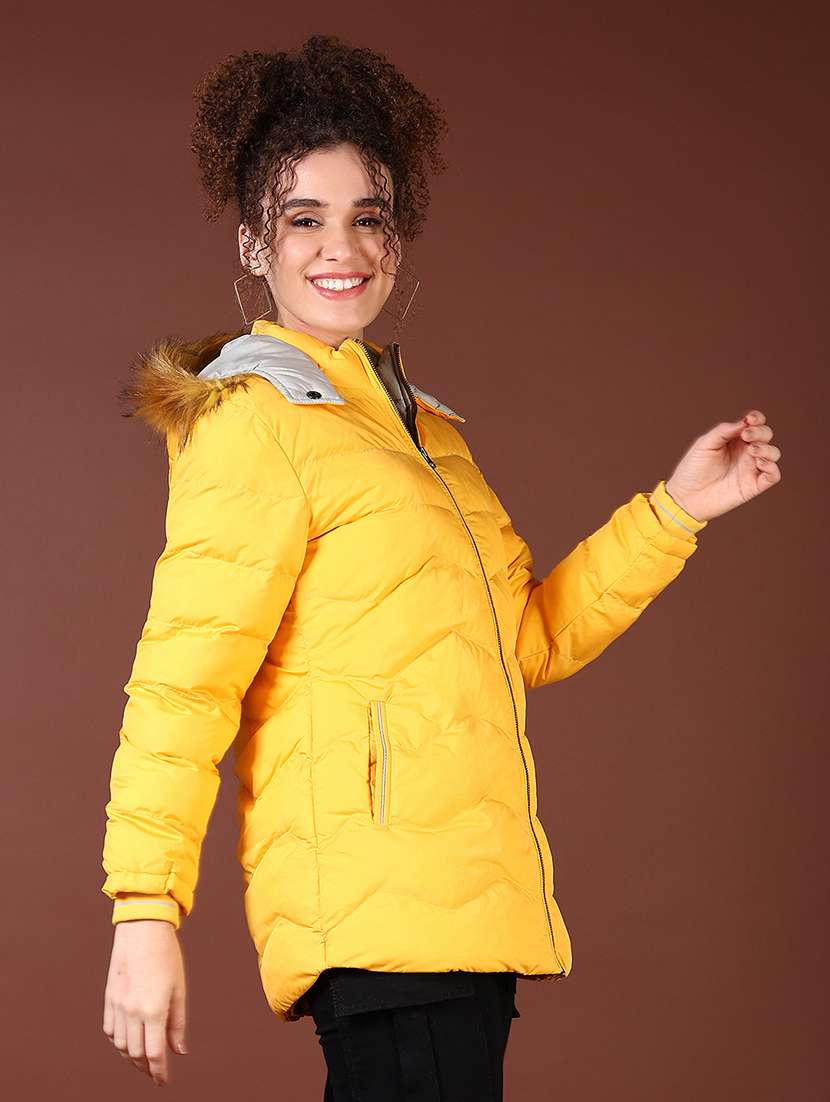 women long sleeves solid puffer jacket - 21672271 -  Standard Image - 1