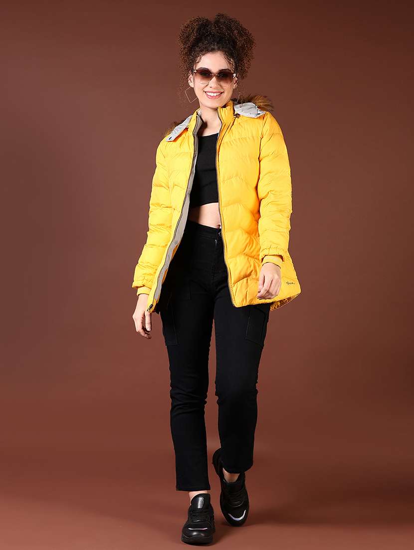 women long sleeves solid puffer jacket - 21672271 -  Standard Image - 4