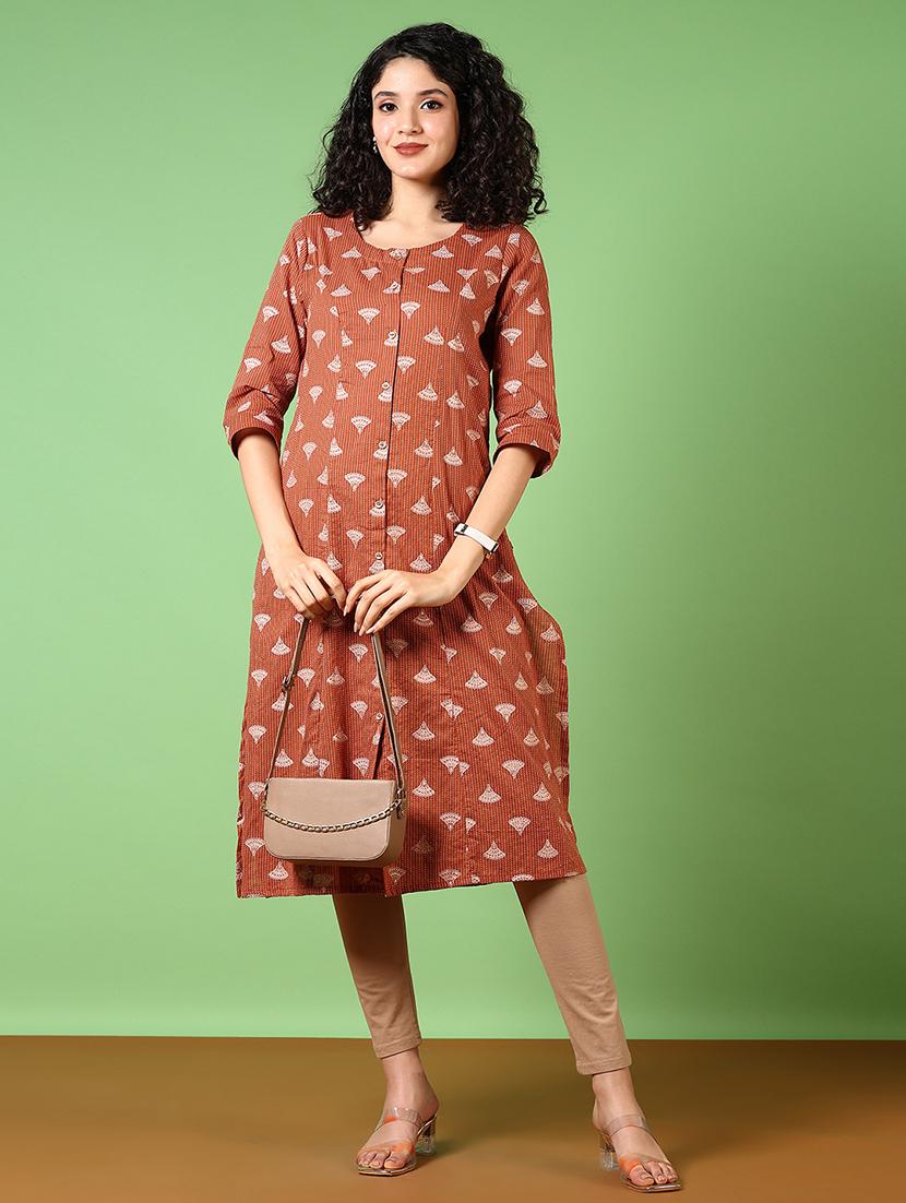 women printed round neck a-line kurta - 21672281 -  Zoom Image - 0