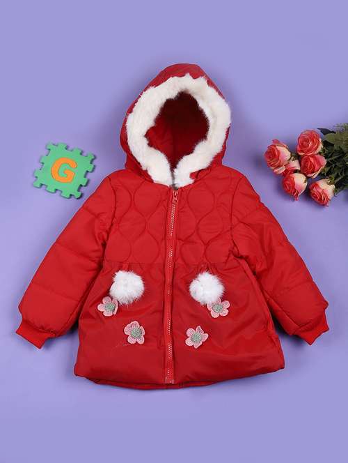 girls red long sleeve quilted jacket - 21672345 -  Standard Image - 0
