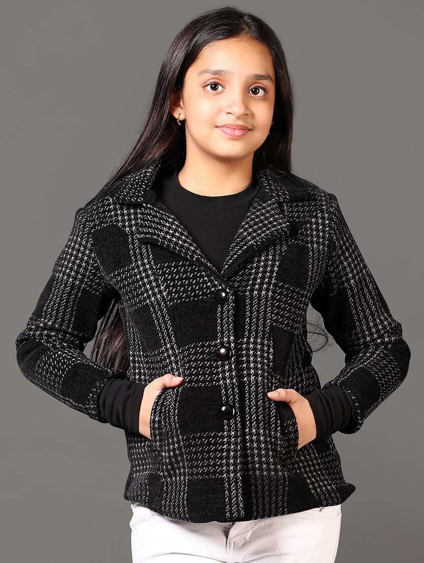 girls checkered long sleeve coat - 21672349 -  Standard Image - 1
