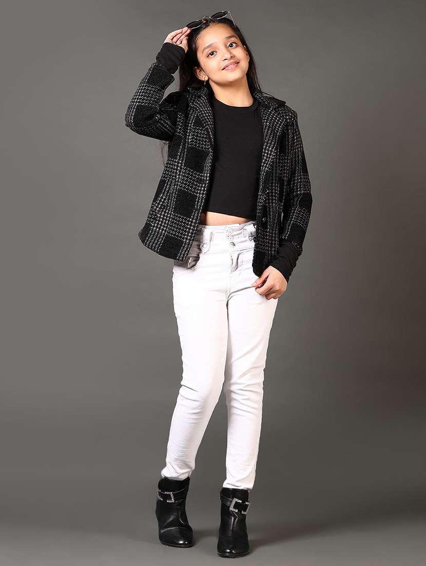 girls checkered long sleeve coat - 21672349 -  Standard Image - 4