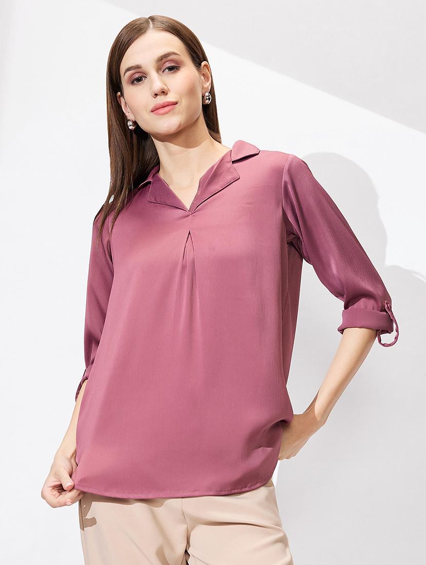 pink satin shirt top - 21672396 -  Zoom Image - 0