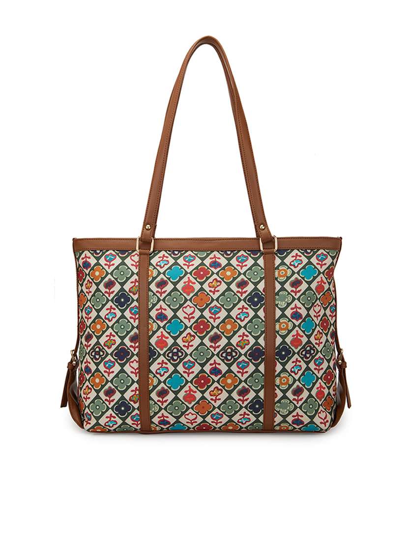 women floral printed tote bag