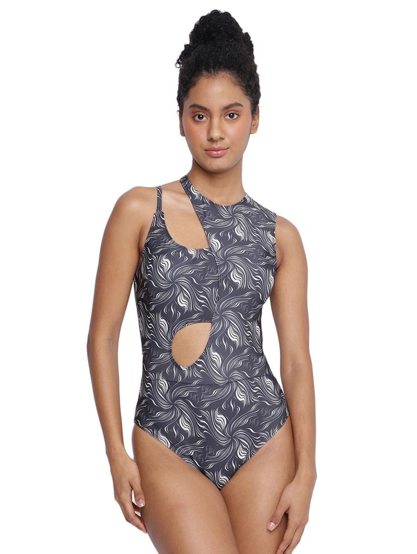 women printed asymmetric neck monokini - 21672404 - Zoom Image - 0