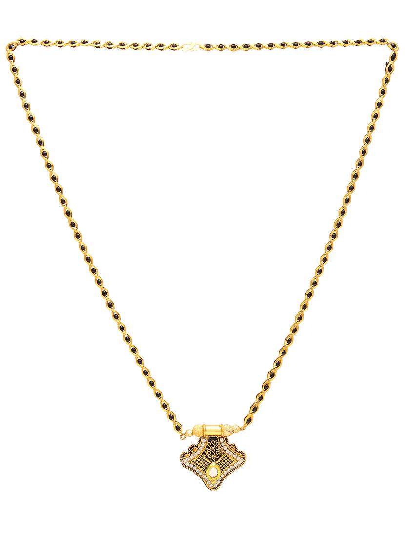 gold plated stone studded traditional mangalsutra for women - 21672847 -  Standard Image - 1