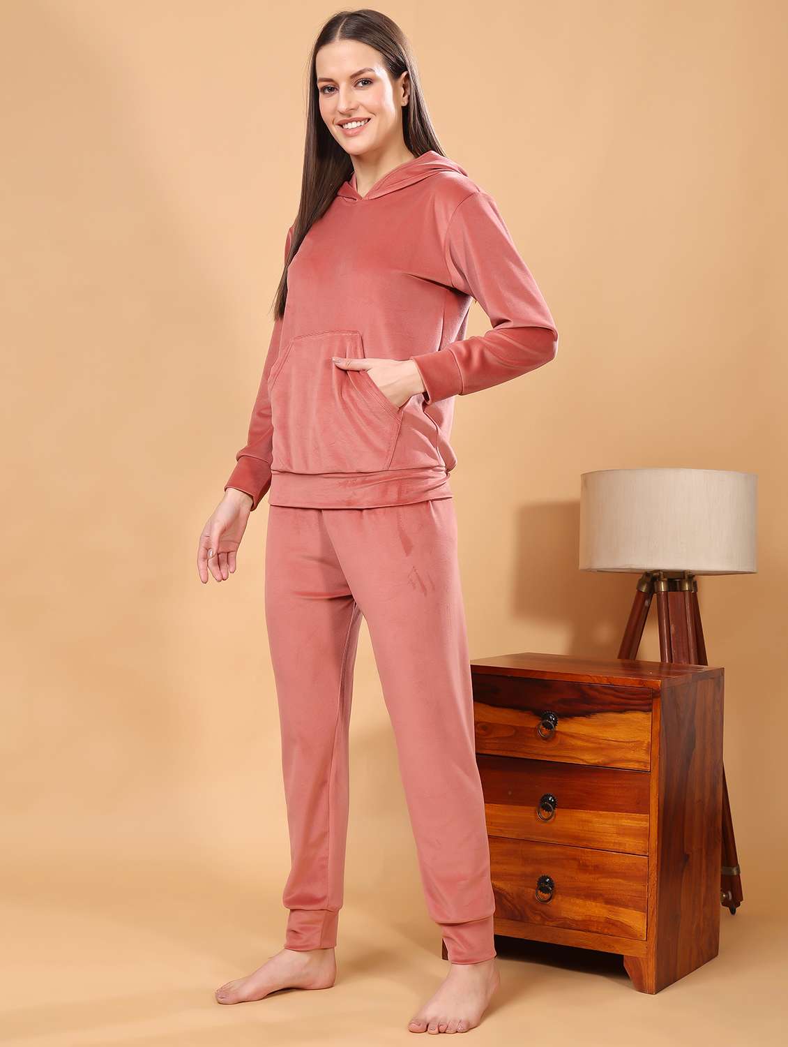 women solid winter wear nightwear pyjama set - 21672921 - Standard Image - 1
