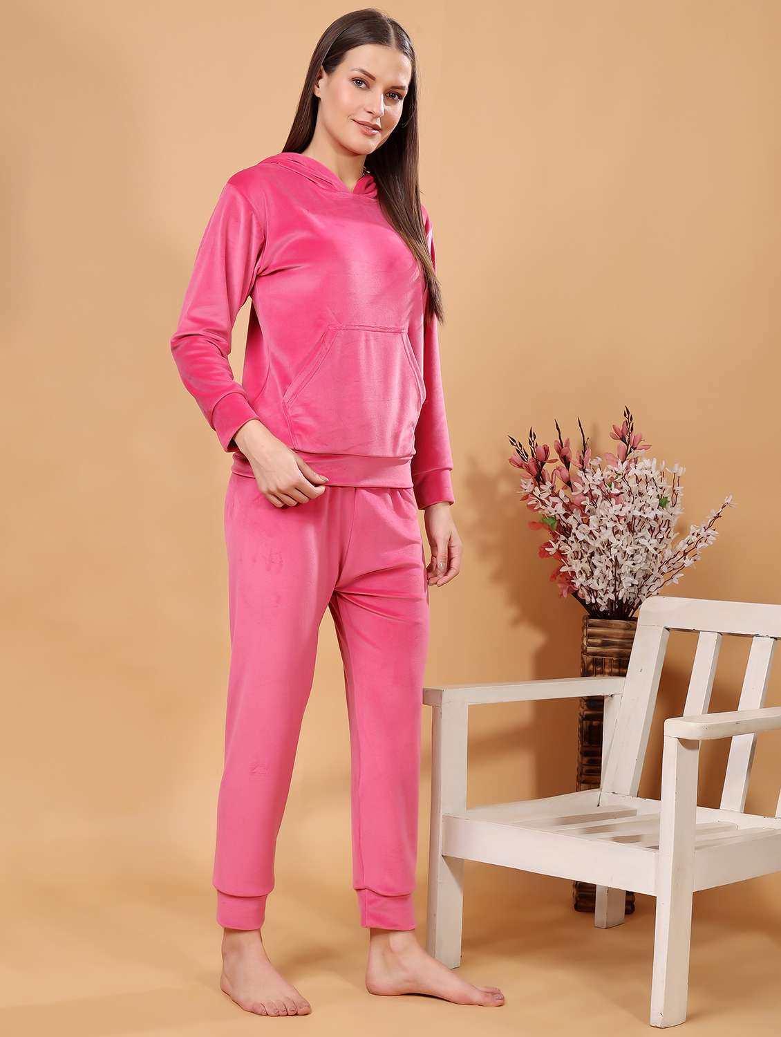 women solid winter wear nightwear pyjama set - 21672922 -  Standard Image - 1