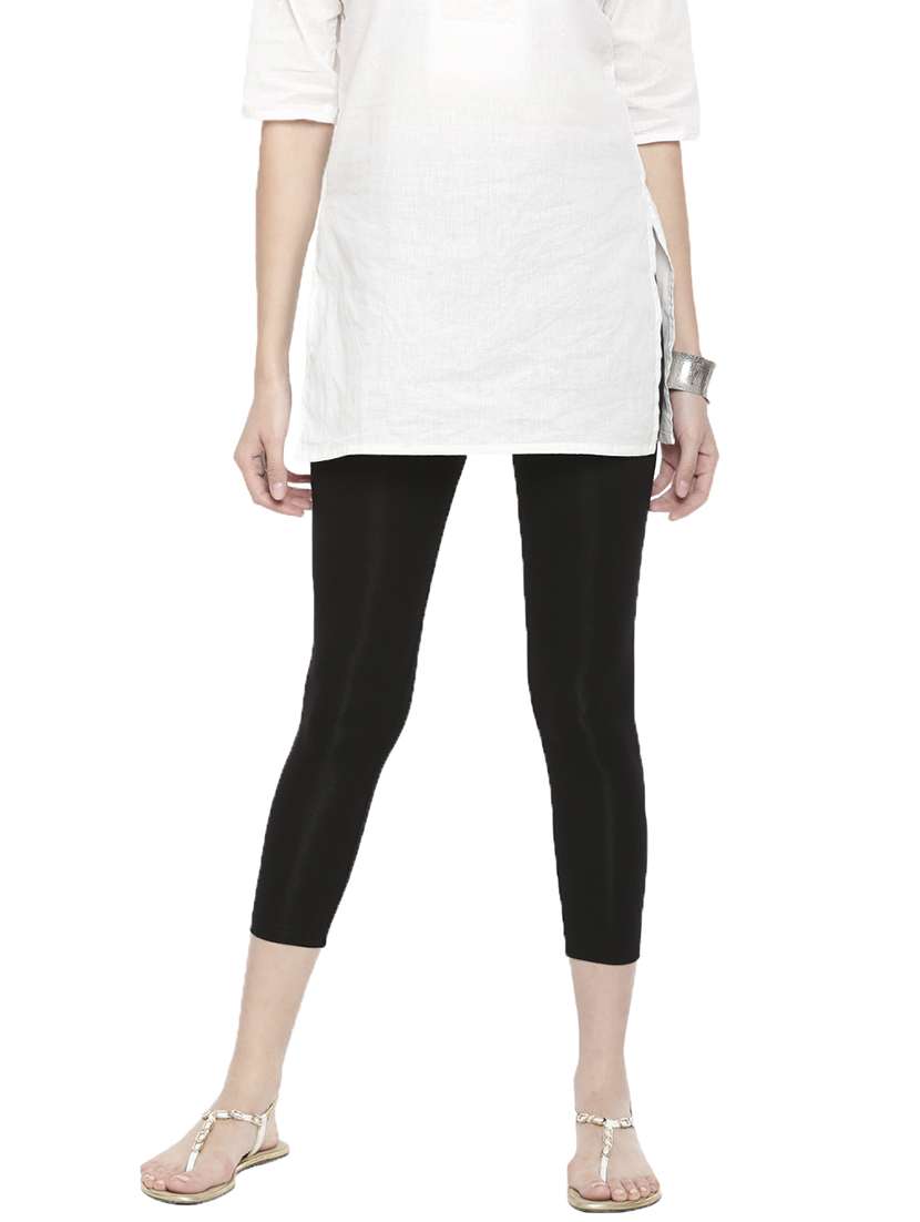 women solid calf length legging