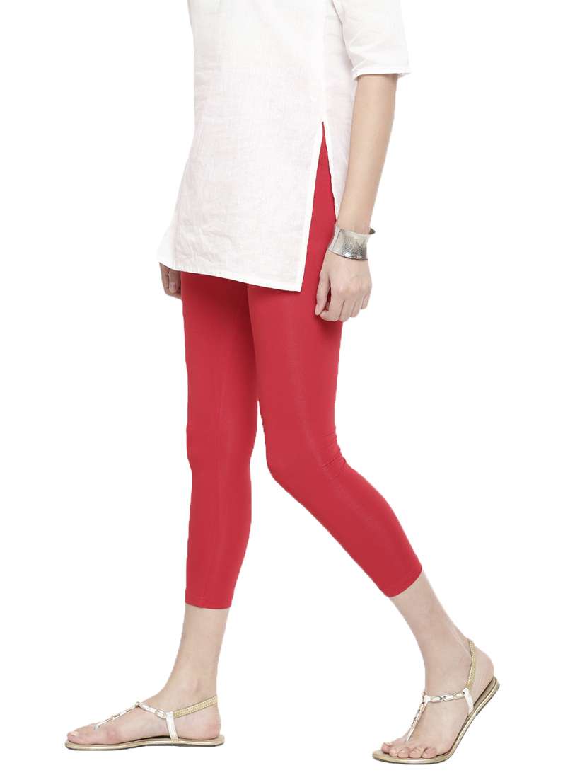 women solid calf length legging - 21672928 -  Standard Image - 1