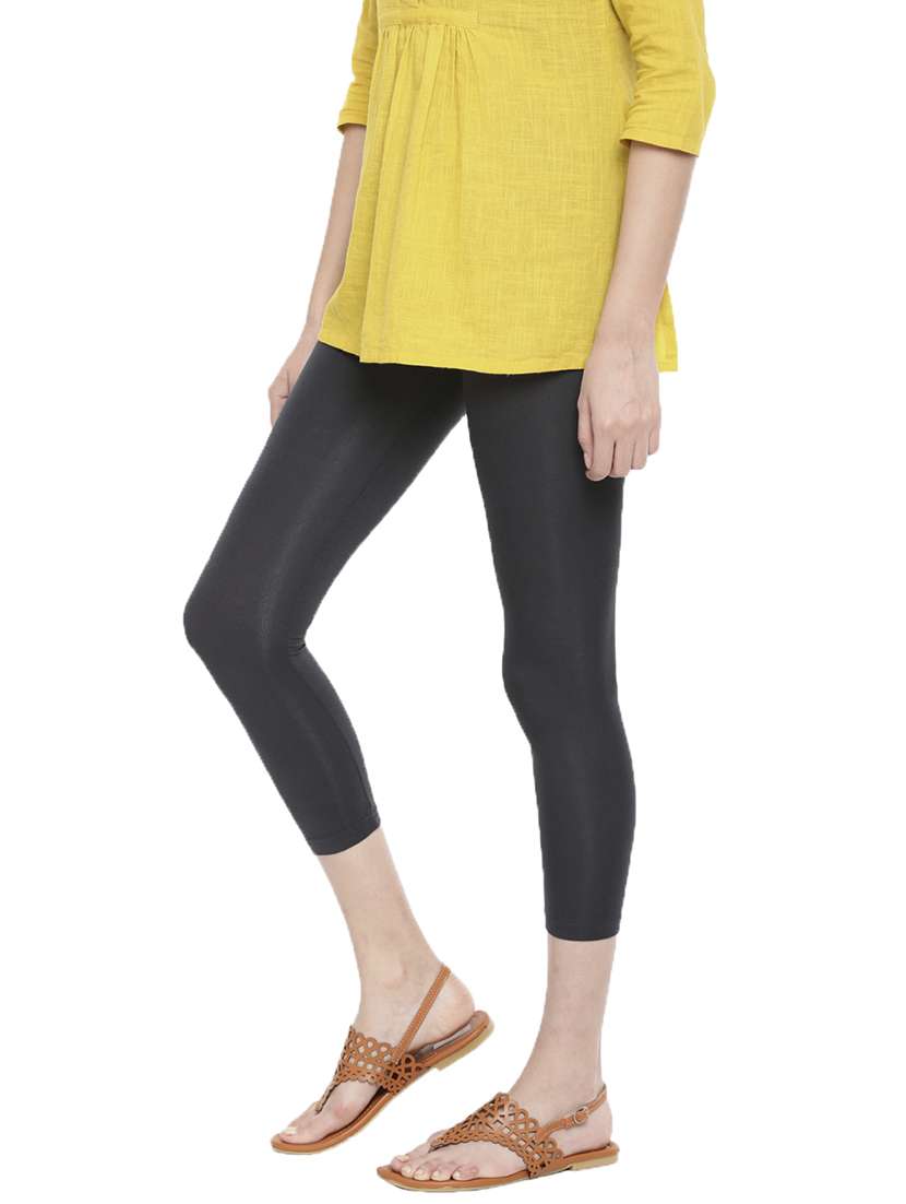 women solid calf length legging - 21672933 -  Standard Image - 1