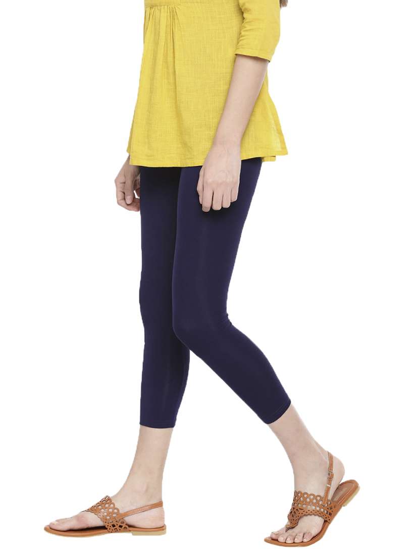 women solid calf length legging - 21672934 -  Standard Image - 1