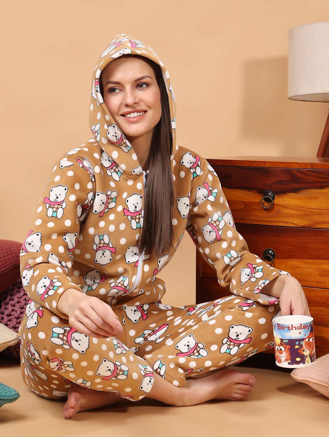 women printed winter wear pyjama set - 21672945 - Standard Image - 4