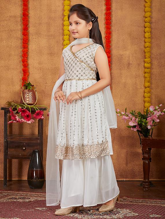 girls sequin work kurta sharar set with dupatta - 21672957 -  Standard Image - 1