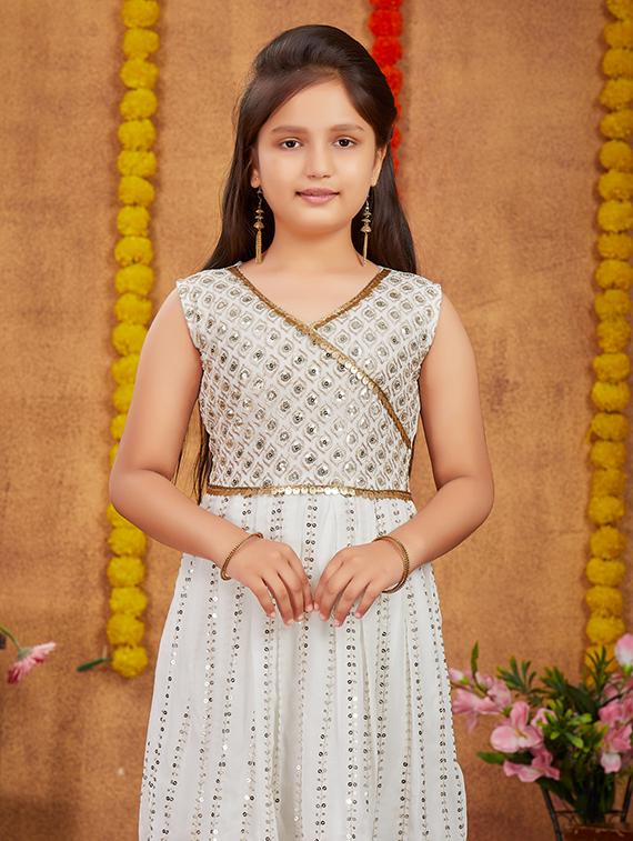 girls sequin work kurta sharar set with dupatta - 21672957 - Standard Image - 4