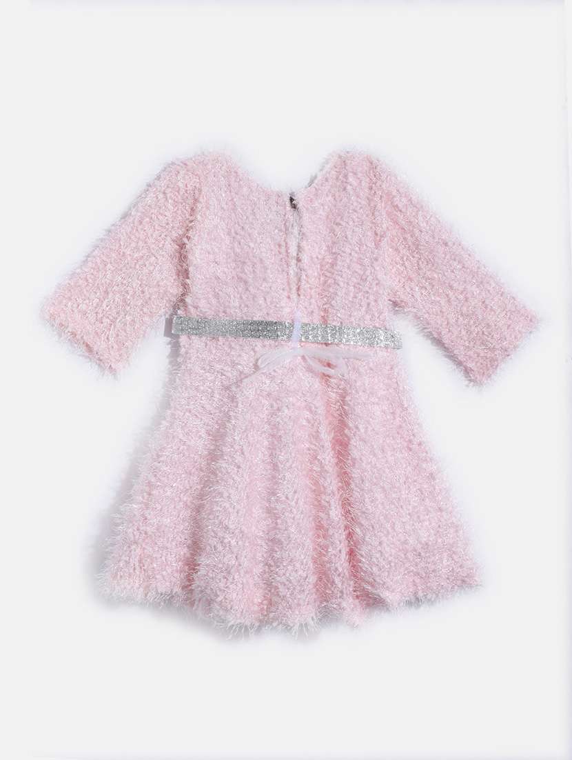 girls round neck self design woolen frock - 21672967 -  Standard Image - 1