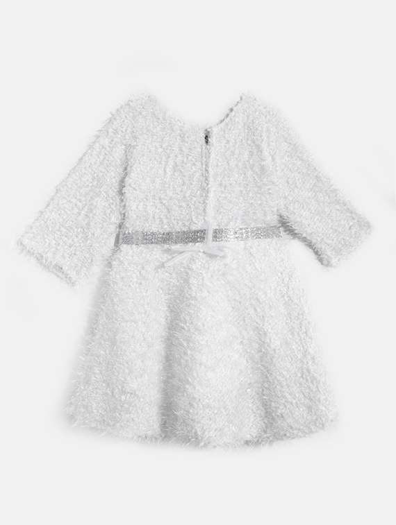 girls round neck self design woolen frock - 21672968 -  Standard Image - 1
