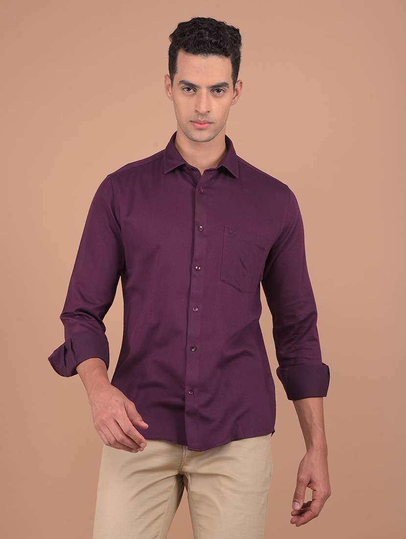 men long sleeve solid casual shirt