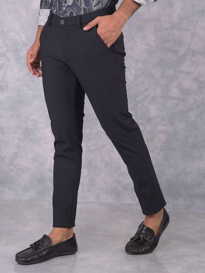 men solid mid rise chinos trouser - 21673007 -  Standard Image - 1