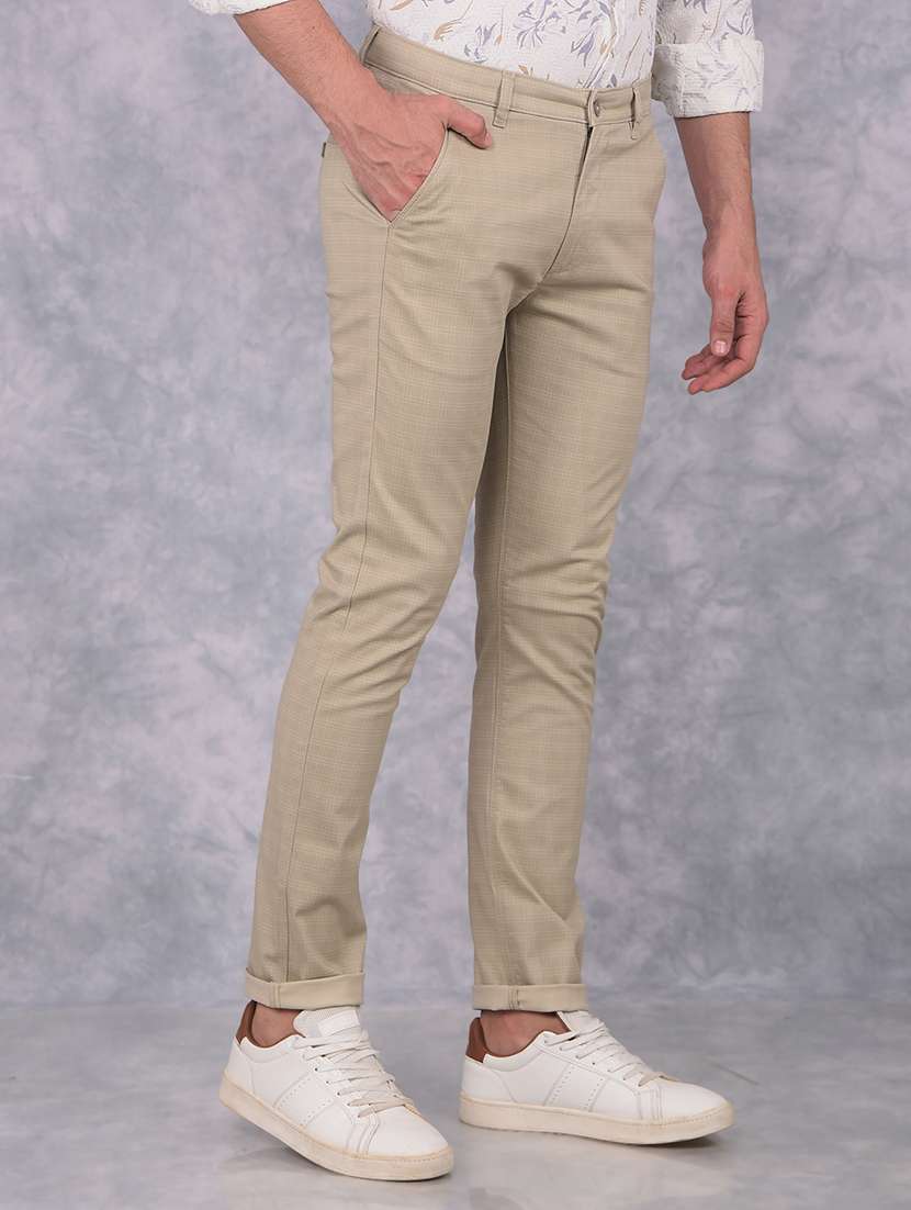 men checkered mid rise chinos trouser - 21673011 -  Standard Image - 1