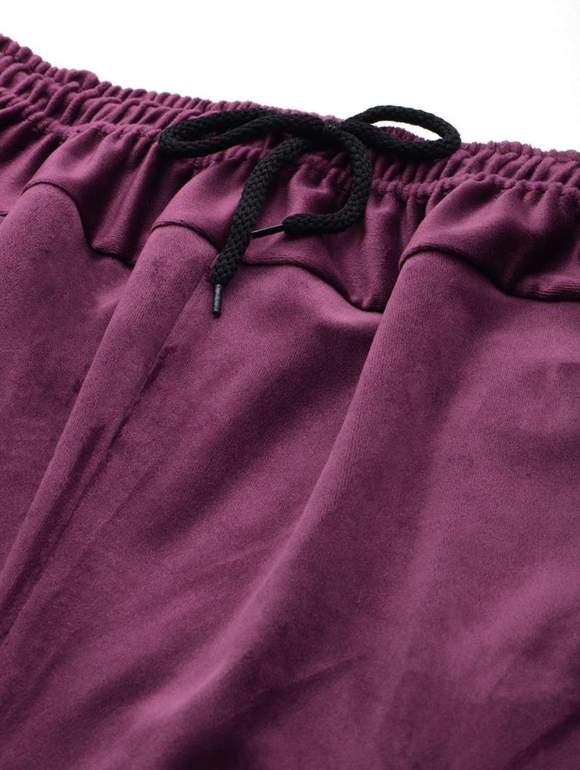 women solid high rise regular track pant - 21673043 -  Standard Image - 4