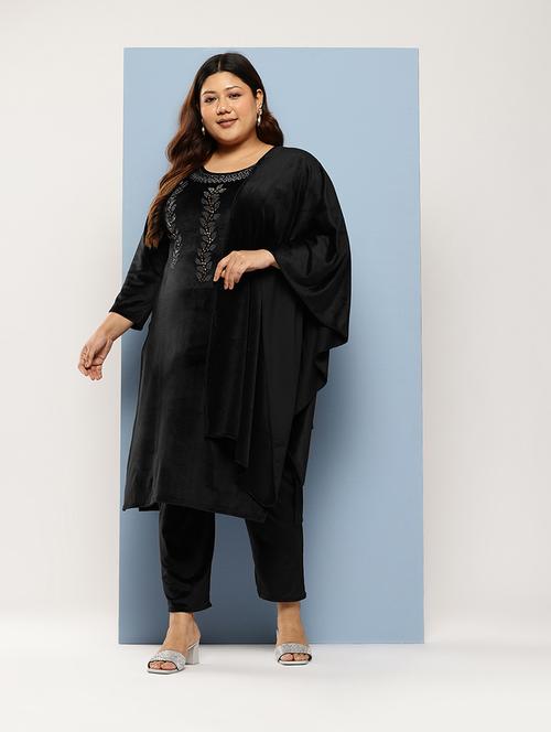 women plus size round neck kurta pant set with dupatta - 21673046 - Standard Image - 0