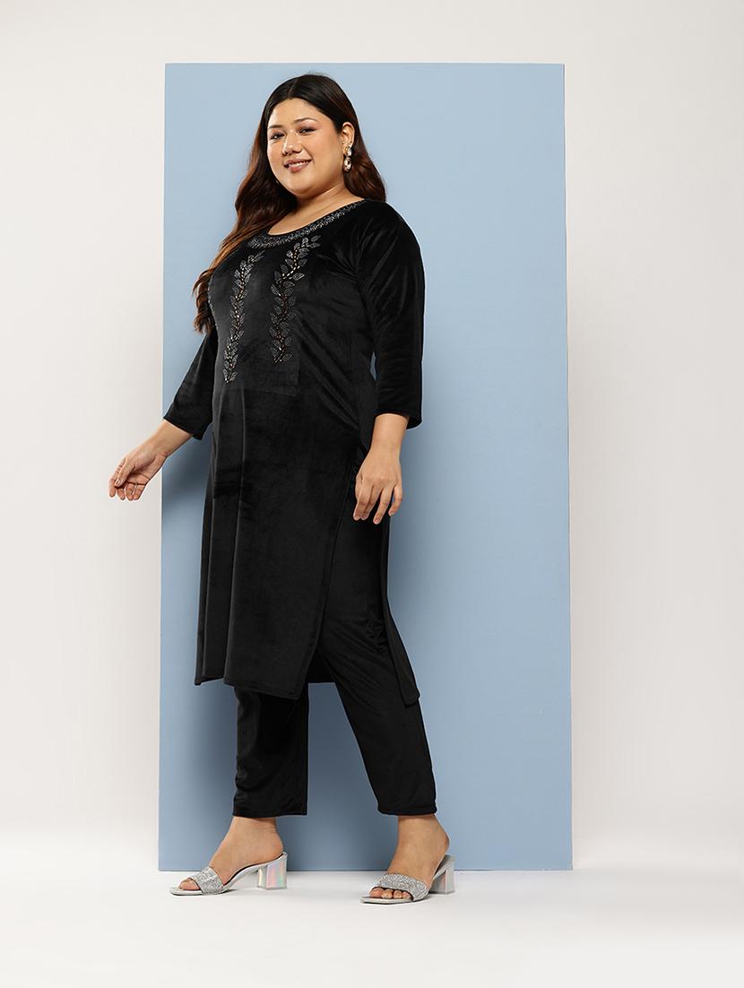 women plus size round neck kurta pant set with dupatta - 21673046 - Standard Image - 1