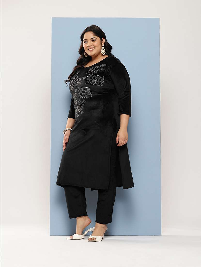 women plus size round neck kurta pant set with dupatta - 21673056 -  Standard Image - 1