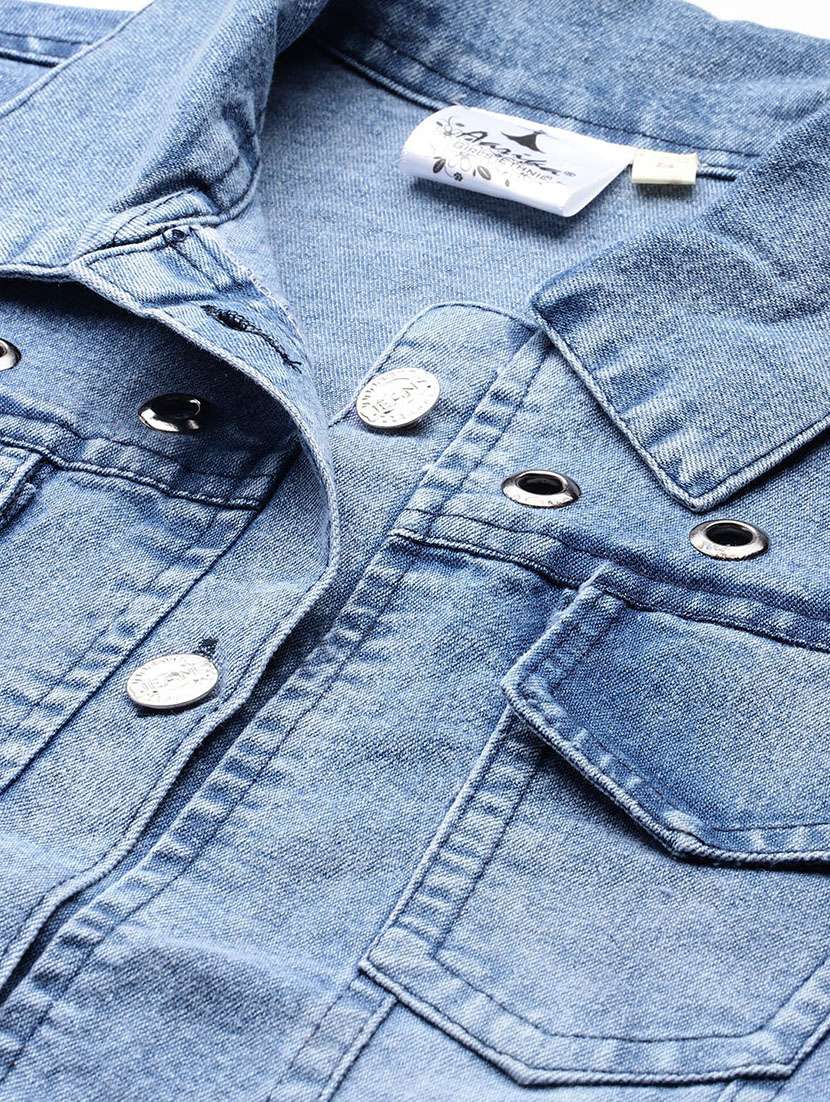 women collared long sleeves denim jacket - 21673078 - Standard Image - 4