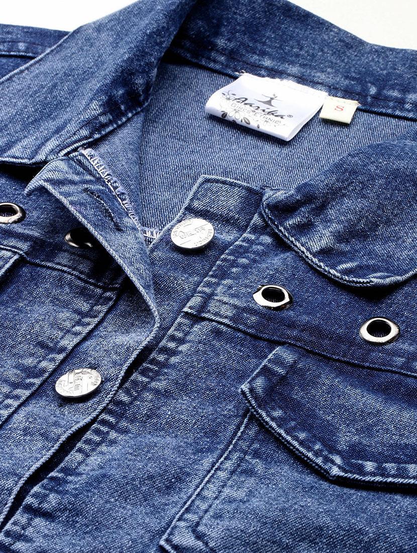 women collared long sleeves denim jacket - 21673079 - Standard Image - 4