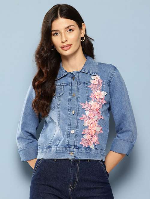 women collared long sleeves denim jacket - 21673084 -  Standard Image - 0