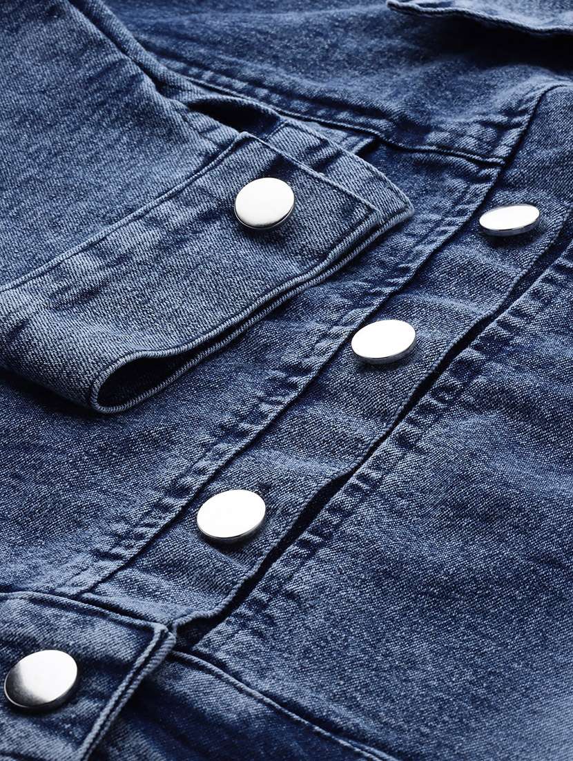 women collared long sleeves crop denim jacket - 21673104 -  Standard Image - 4