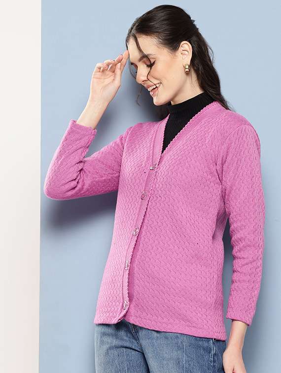 women self designed long sleeves cardigan - 21673162 -  Standard Image - 1