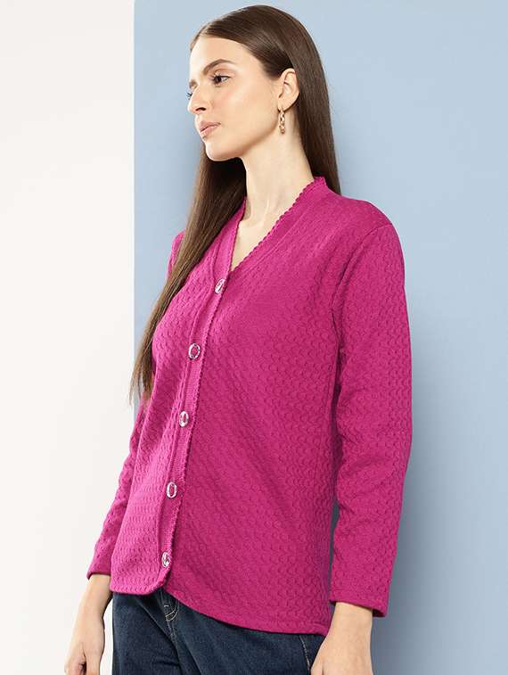 women self designed long sleeves cardigan - 21673163 - Standard Image - 1