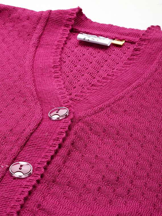 women self designed long sleeves cardigan - 21673163 - Standard Image - 4