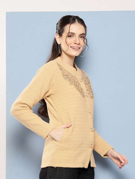 women self designed long sleeves cardigan - 21673170 -  Standard Image - 1