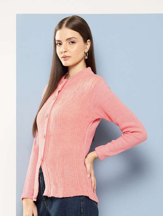 women self designed long sleeves cardigan - 21673176 -  Standard Image - 1