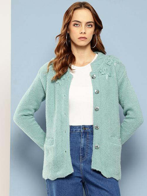 women self designed long sleeves cardigan - 21673183 -  Standard Image - 0