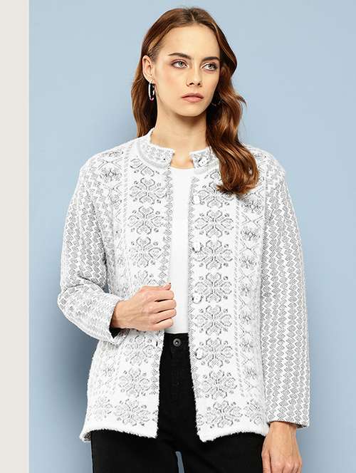 women self designed long sleeves cardigan - 21673188 -  Standard Image - 0