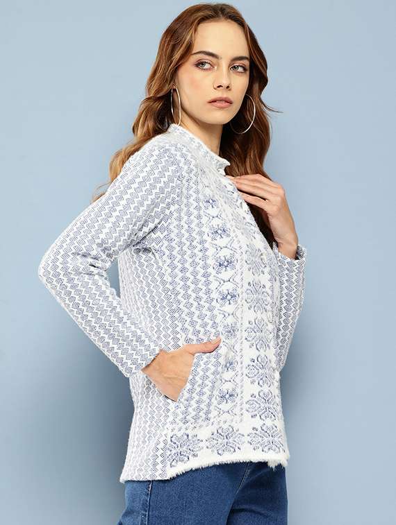 women self designed long sleeves cardigan - 21673190 -  Standard Image - 1