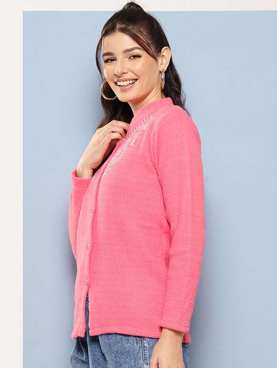 women self designed long sleeves cardigan - 21673196 -  Standard Image - 1